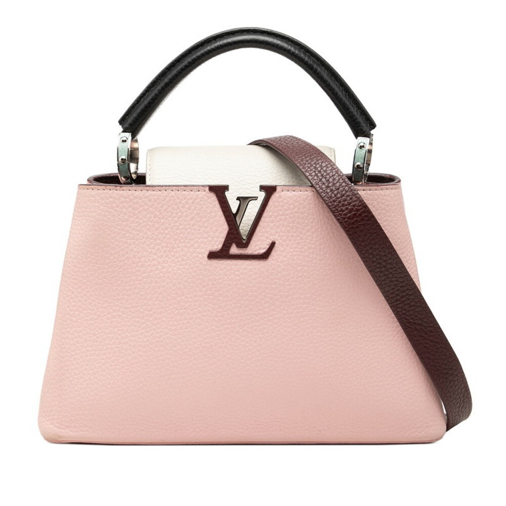 Louis Vuitton Capucines BB Handbag Shoulder Bag 2WAY M42574 Pink White Bordea...